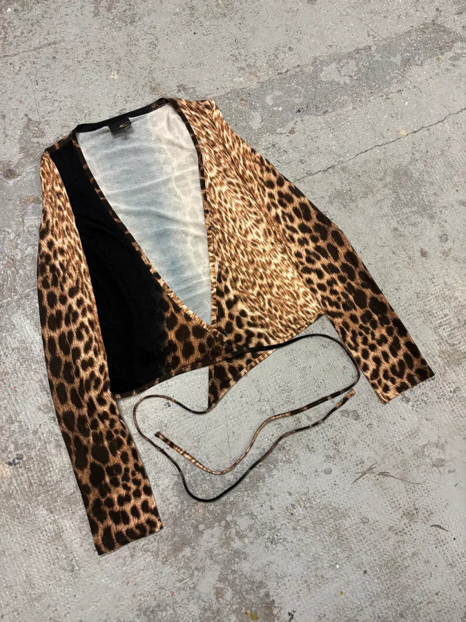 2000s Cavalli Leopard Savage Black Laced Longsleeves Top uTVjyLo 1