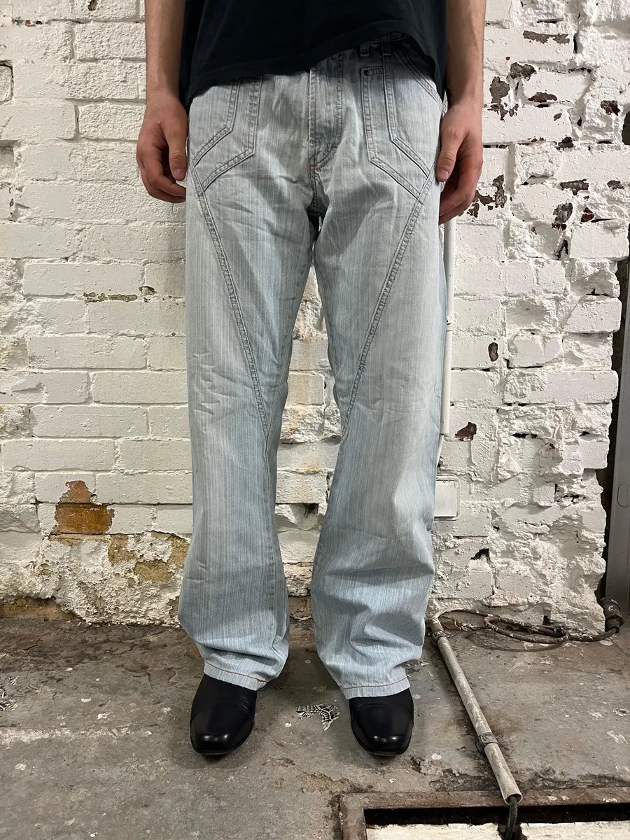 2000s Cavalli Light Blue Stiched Denim Jeans naiUmBS 0