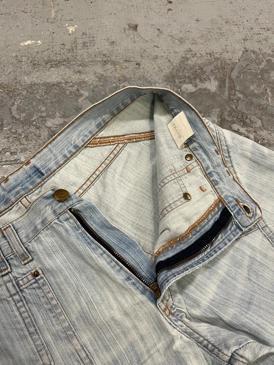 2000s Cavalli Light Blue Stiched Denim Jeans naiUmBS 11