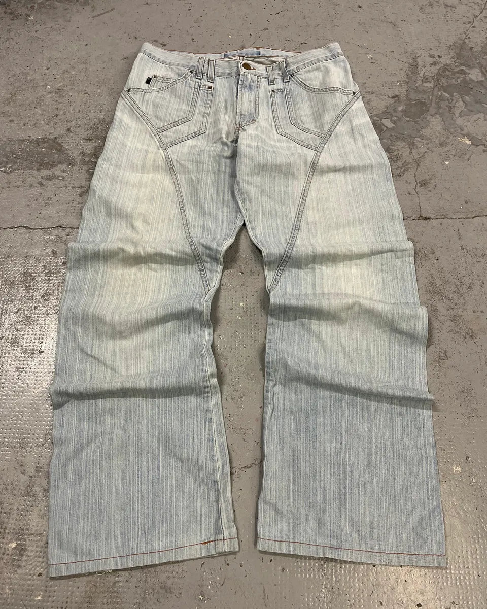2000s Cavalli Light Blue Stiched Denim Jeans naiUmBS 3