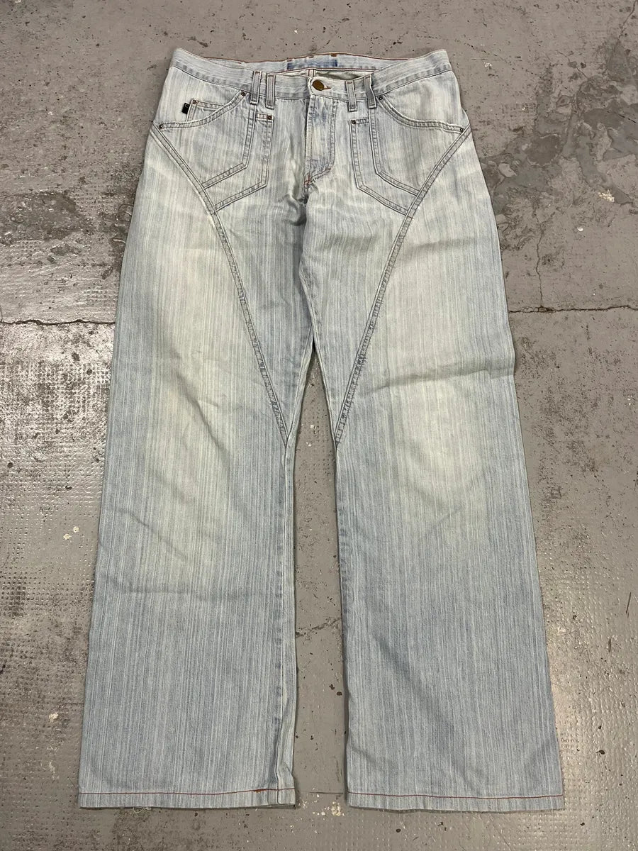 2000s Cavalli Light Blue Stiched Denim Jeans naiUmBS 7