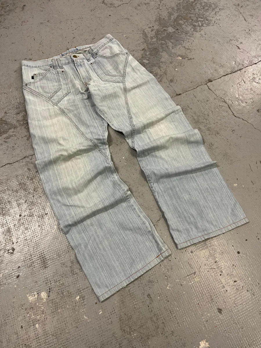 2000s Cavalli Light Blue Stiched Denim Jeans naiUmBS 5