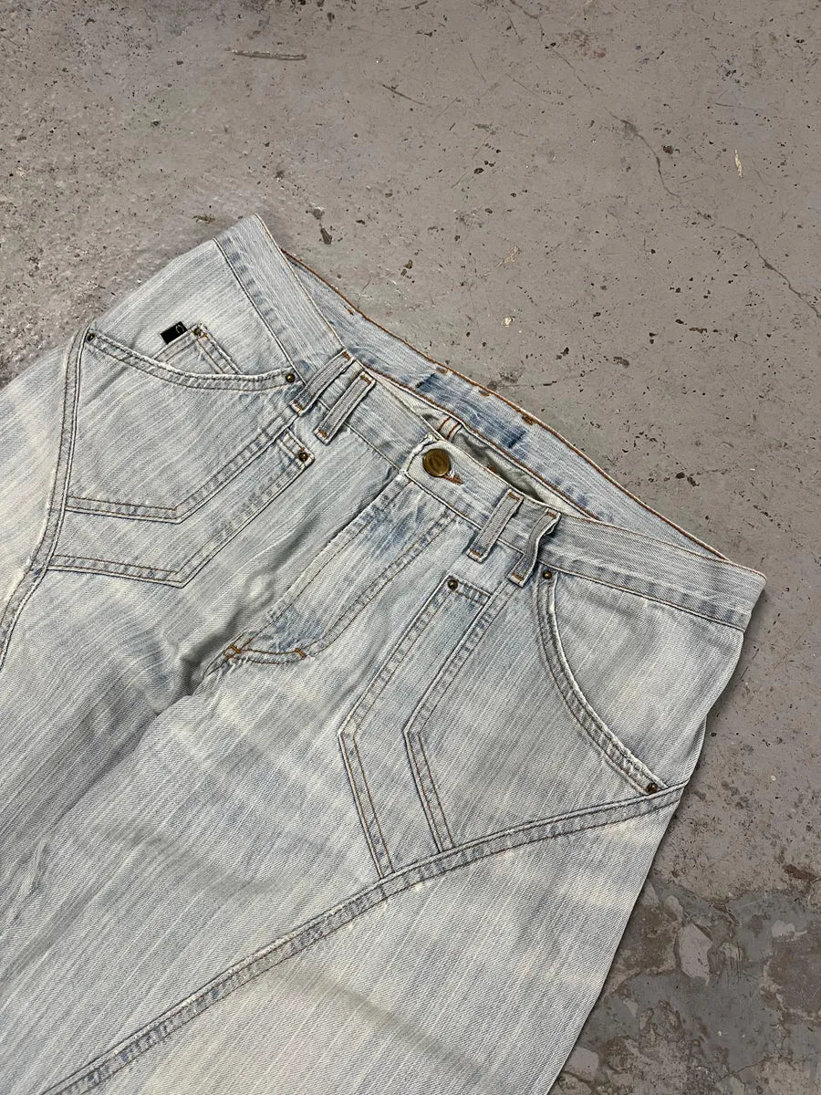 2000s Cavalli Light Blue Stiched Denim Jeans naiUmBS 6