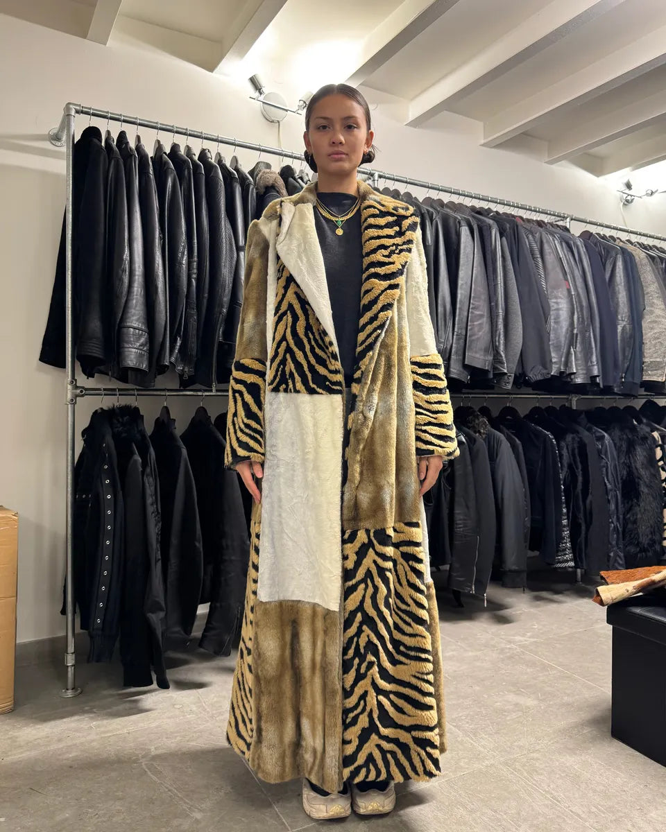 2000s Cavalli Long Italian Trench Faux Fur Coat (S) 0