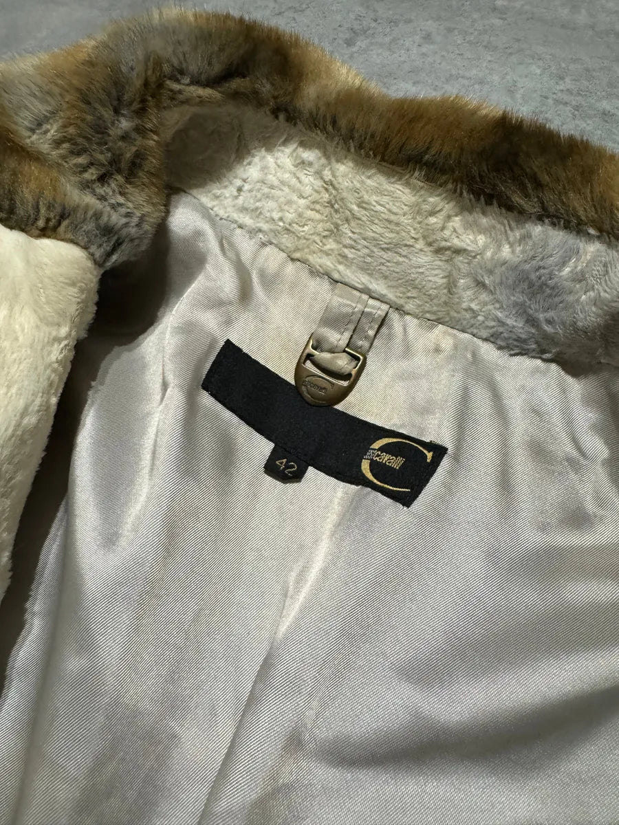2000s Cavalli Long Italian Trench Faux Fur Coat (S) 10