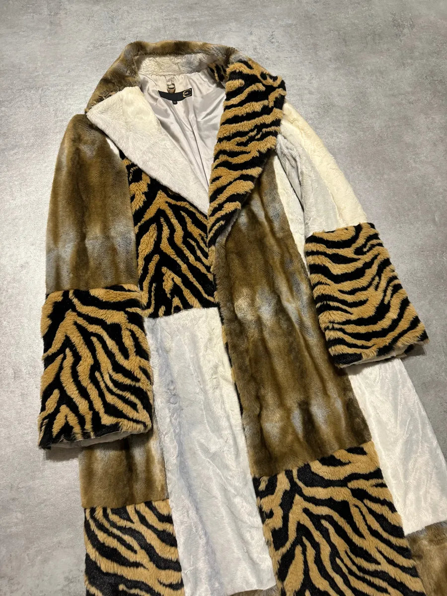 2000s Cavalli Long Italian Trench Faux Fur Coat (S) 12