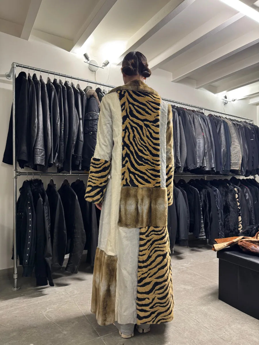 2000s Cavalli Long Italian Trench Faux Fur Coat (S) 3