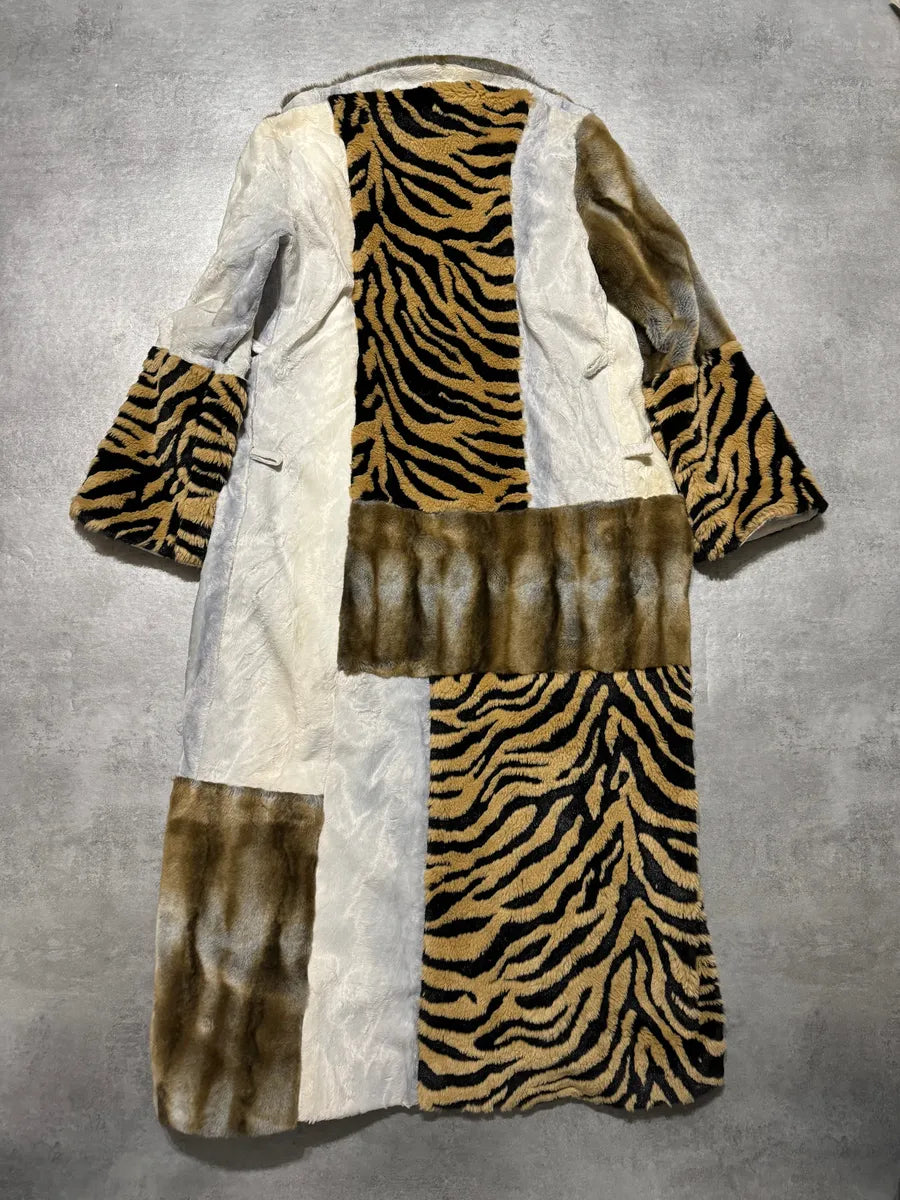 2000s Cavalli Long Italian Trench Faux Fur Coat (S) 4