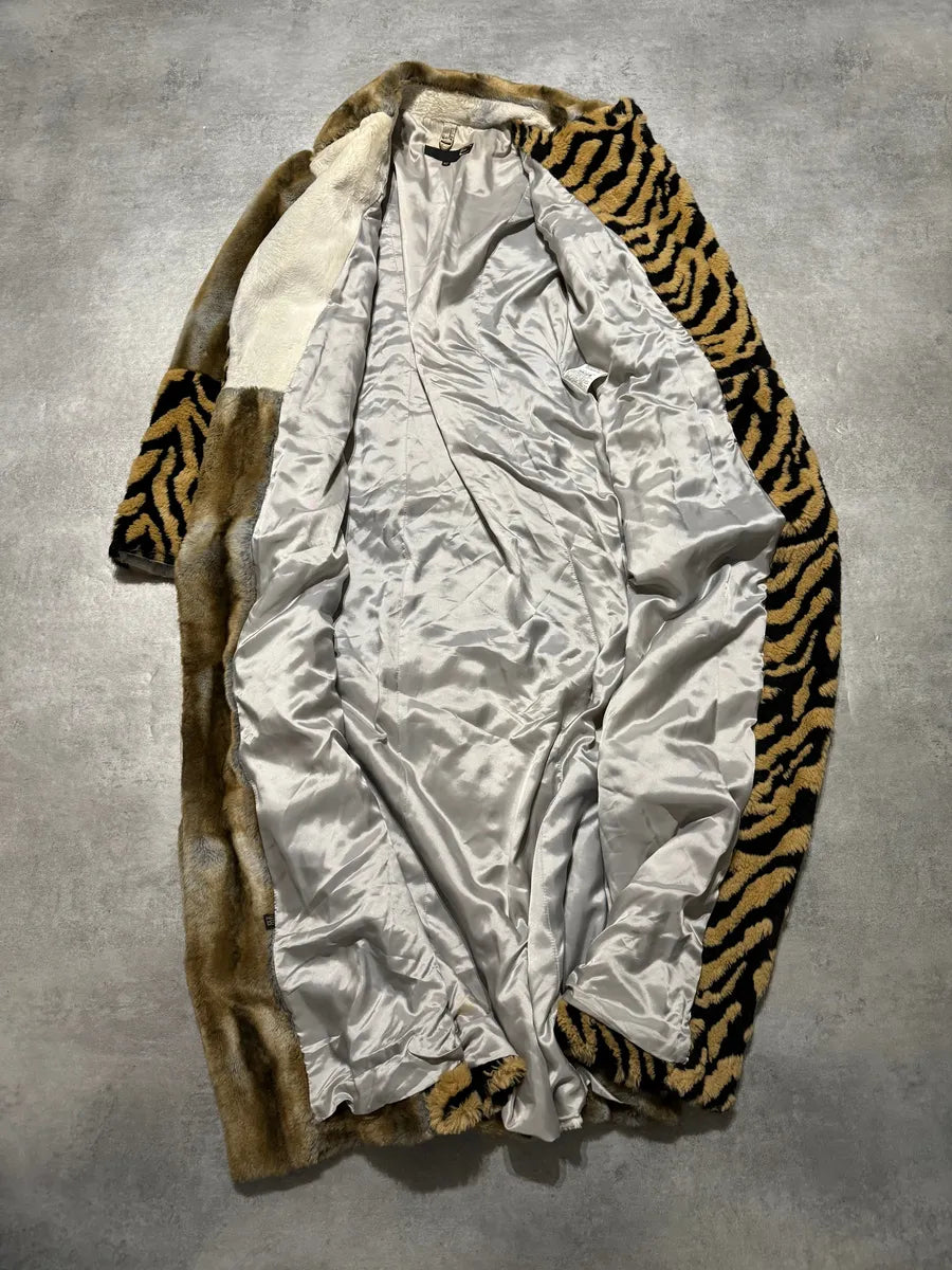 2000s Cavalli Long Italian Trench Faux Fur Coat (S) 6