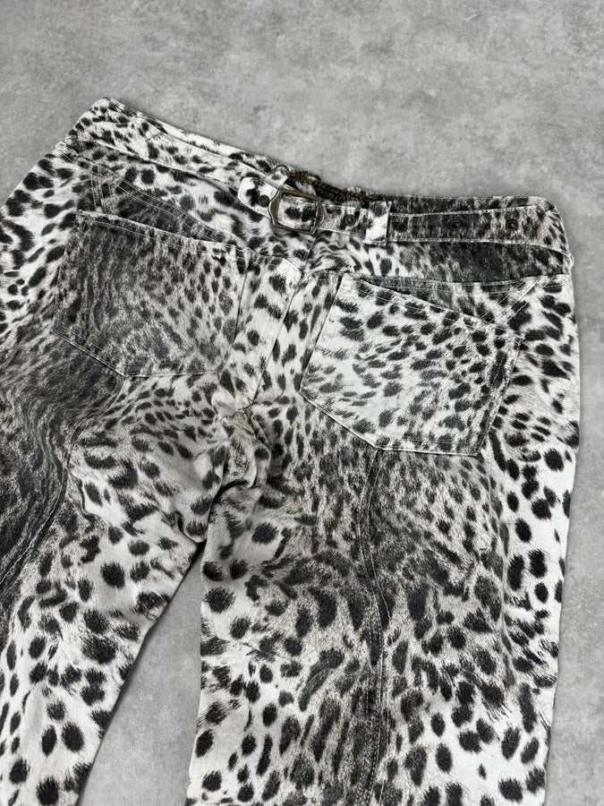 SS2006 Cavalli Black & White Leopard Print Pants JfFlXHm 6