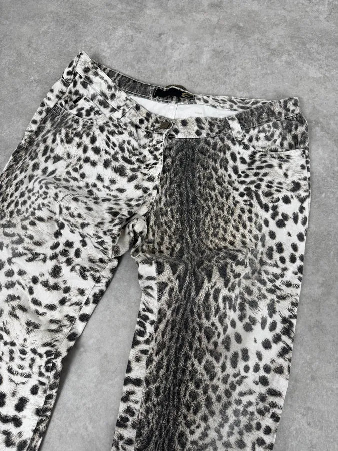 SS2006 Cavalli Black & White Leopard Print Pants JfFlXHm 5