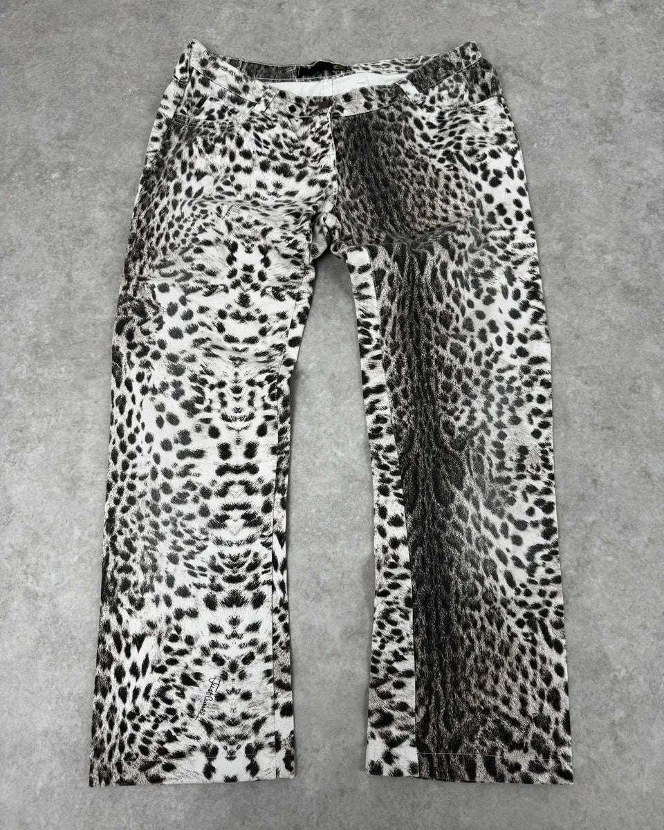 SS2006 Cavalli Black & White Leopard Print Pants JfFlXHm 0