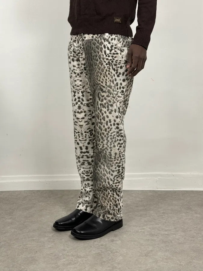 SS2006 Cavalli Black & White Leopard Print Pants JfFlXHm 2