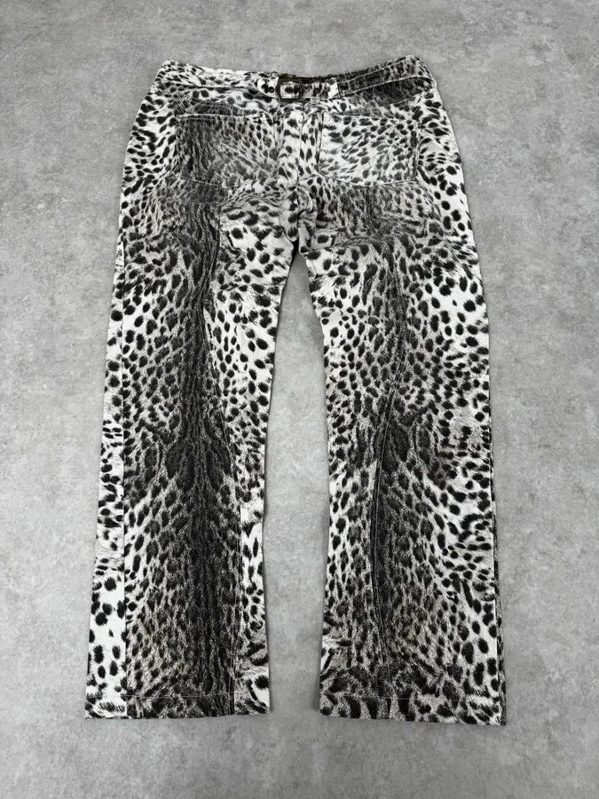 SS2006 Cavalli Black & White Leopard Print Pants JfFlXHm 4