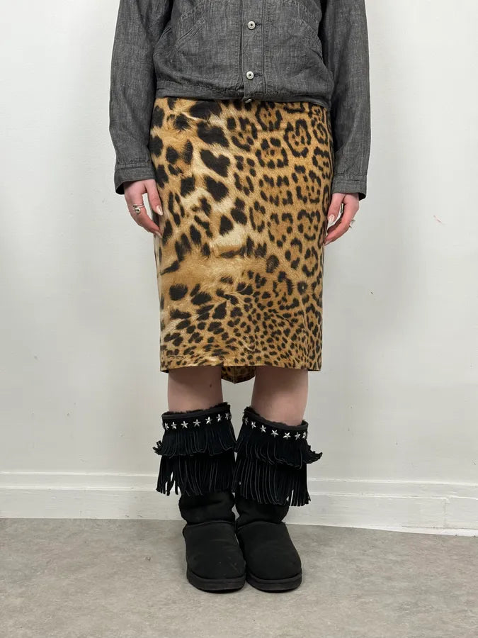 AW2003 Roberto Cavalli Leopard Wool Skirt  JMbUxya 0