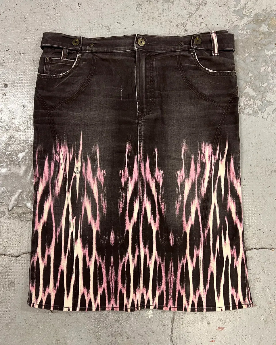 2000s Cavalli Magma Fire Denim Skirt (L) 0