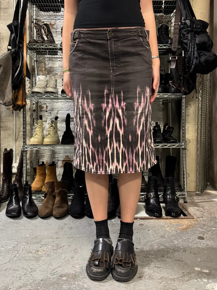 2000s Cavalli Magma Fire Denim Skirt (L) 1