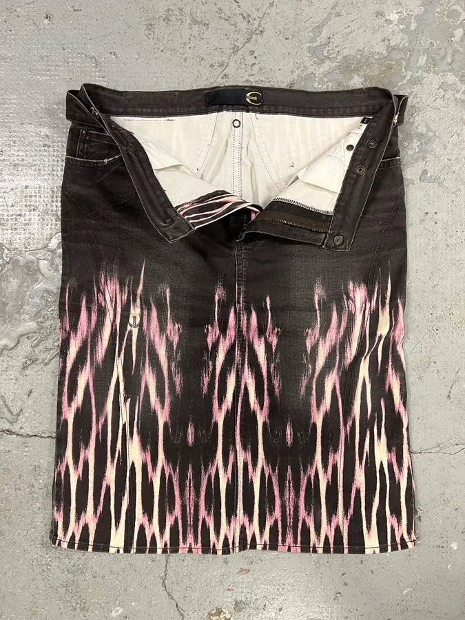 2000s Cavalli Magma Fire Denim Skirt (L) 3