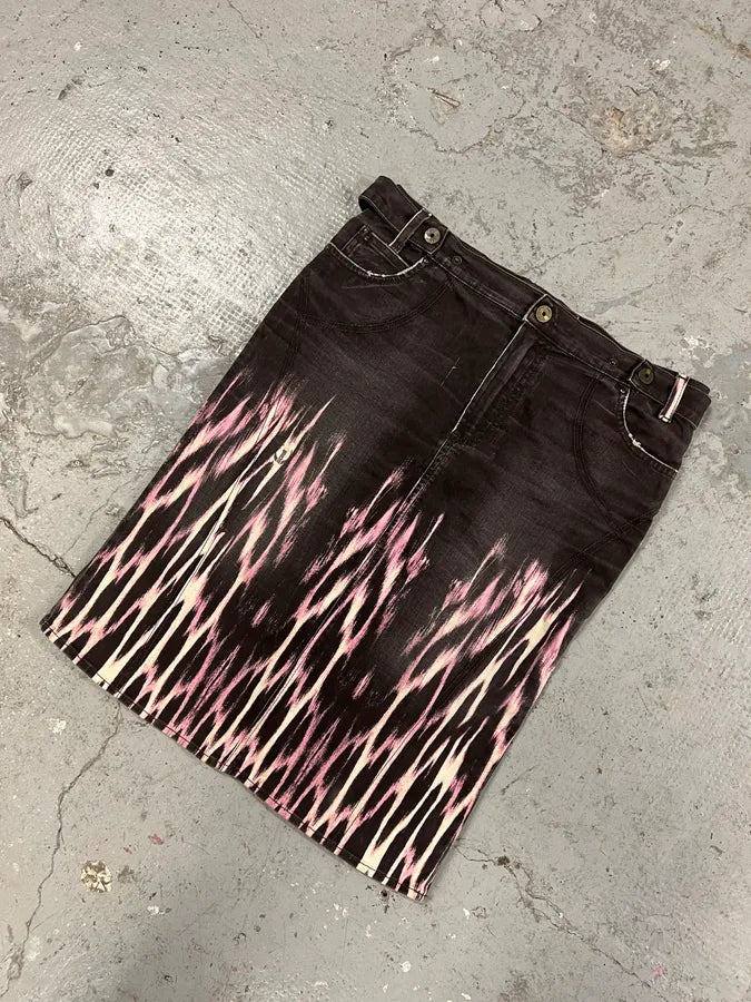 2000s Cavalli Magma Fire Denim Skirt (L) 4