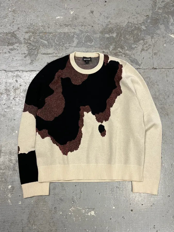 2000s Cavalli Map Relief White Sweater tckRfpu 0