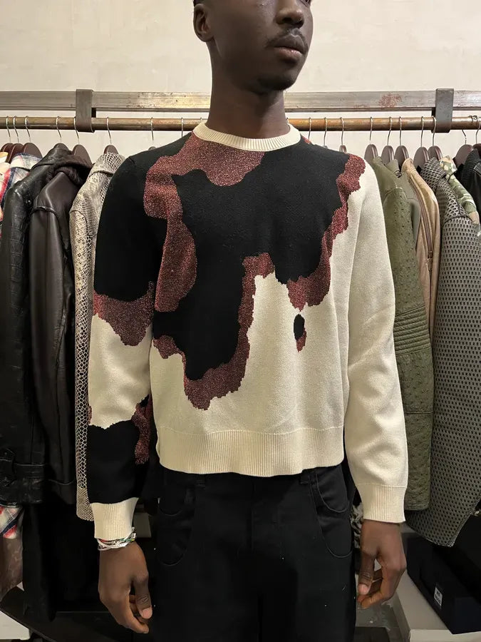 2000s Cavalli Map Relief White Sweater tckRfpu 1