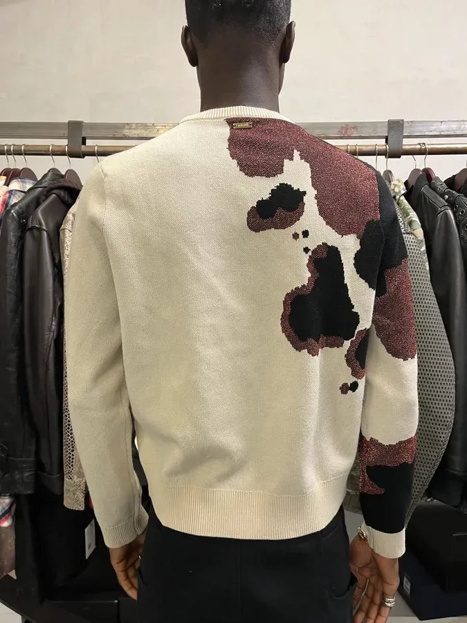 2000s Cavalli Map Relief White Sweater tckRfpu 3