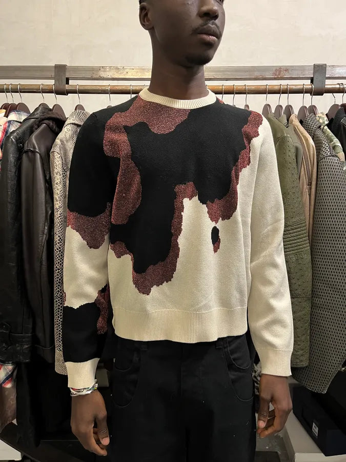 2000s Cavalli Map Relief White Sweater tckRfpu 1