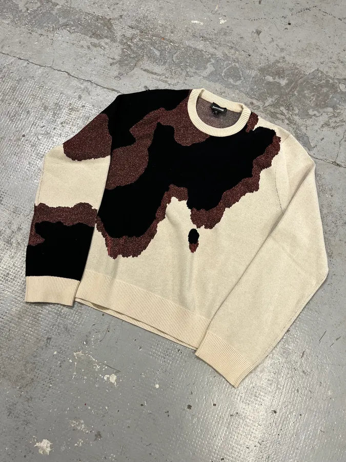 2000s Cavalli Map Relief White Sweater tckRfpu 2