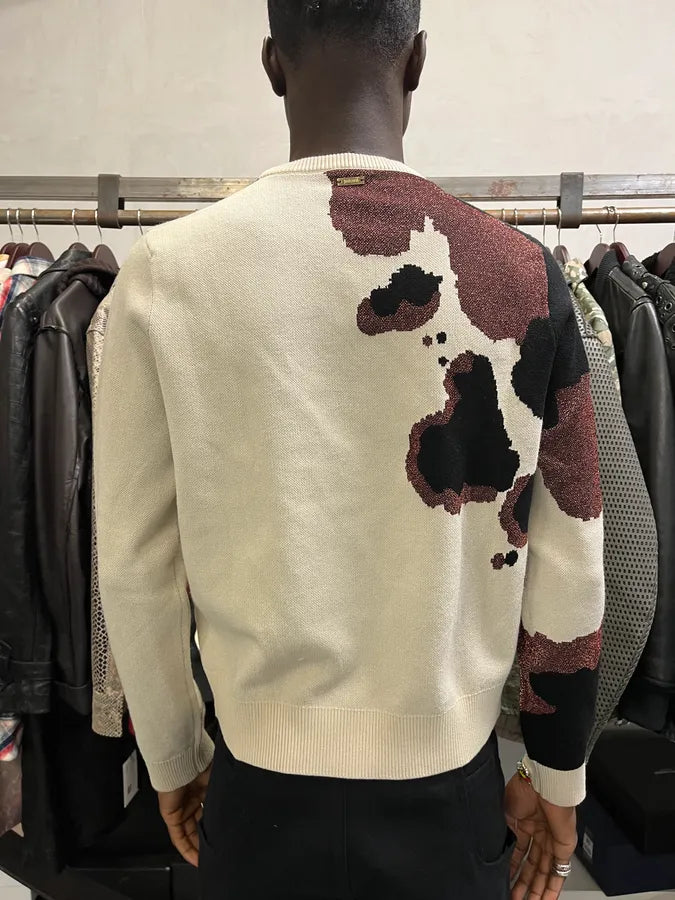 2000s Cavalli Map Relief White Sweater tckRfpu 3