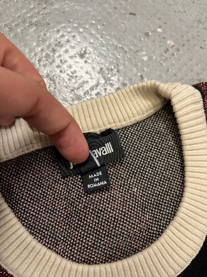 2000s Cavalli Map Relief White Sweater tckRfpu 9