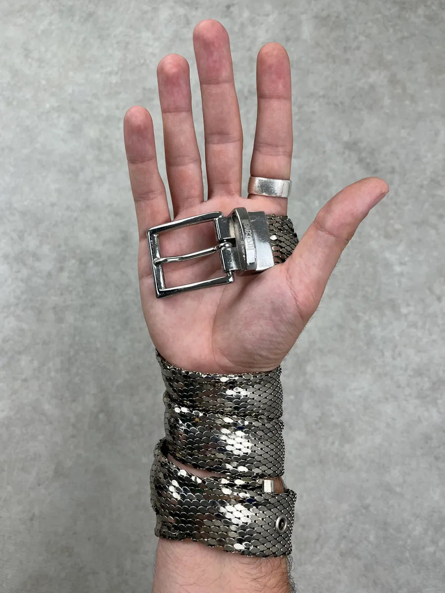 2000s Cavalli Metal Sequin Snake Effect Silver Grey Belt sqKdhwL 2