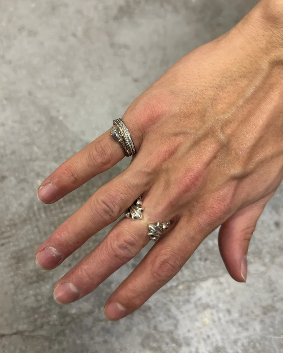 2000s Cavalli Metallic Silver Snake Ring  (OS) 0