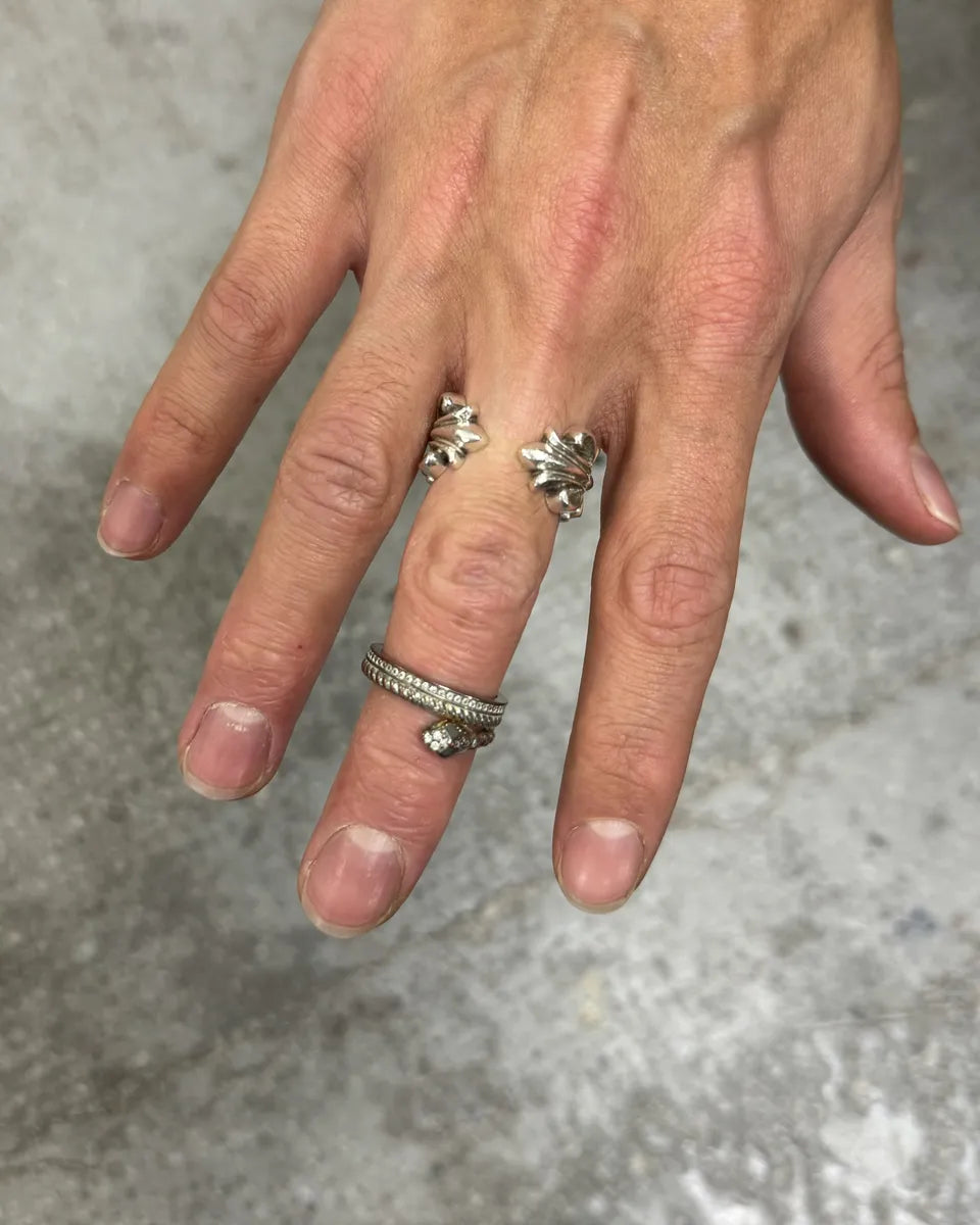 2000s Cavalli Metallic Silver Snake Ring  (OS) 3