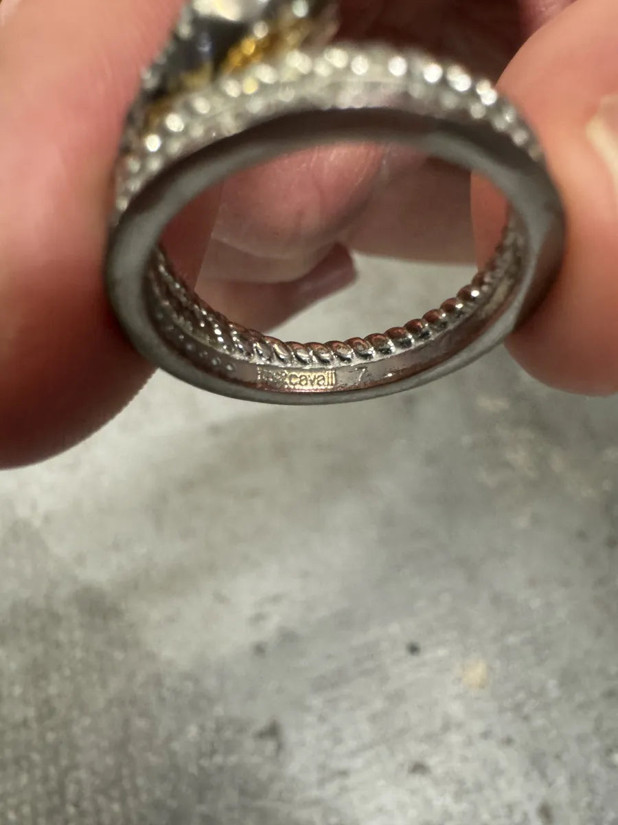 2000s Cavalli Metallic Silver Snake Ring  (OS) 6