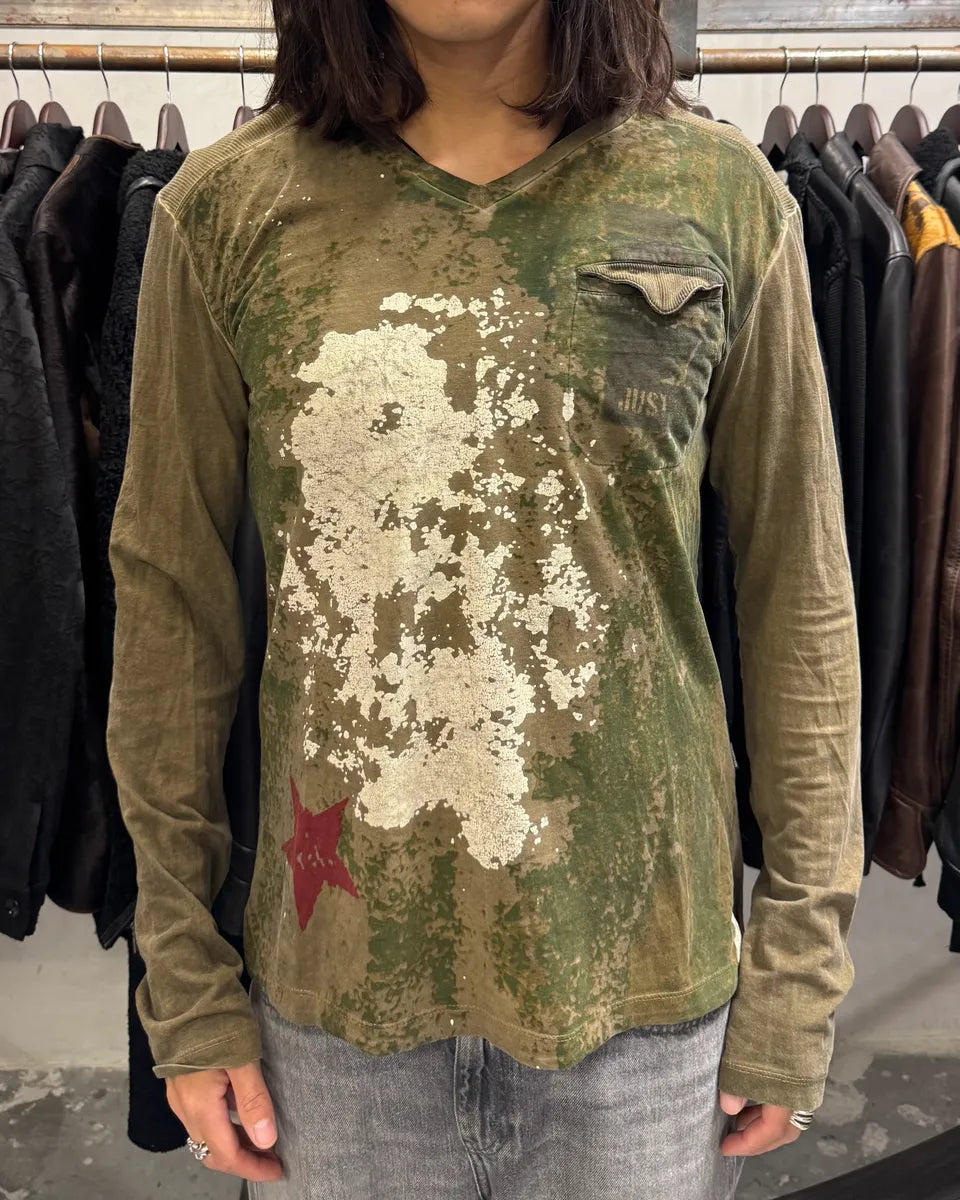 2000s Cavalli Military V Neck Green Longsleeves (L) giLMXbx 1