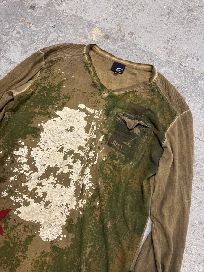 2000s Cavalli Military V Neck Green Longsleeves (L) giLMXbx 3