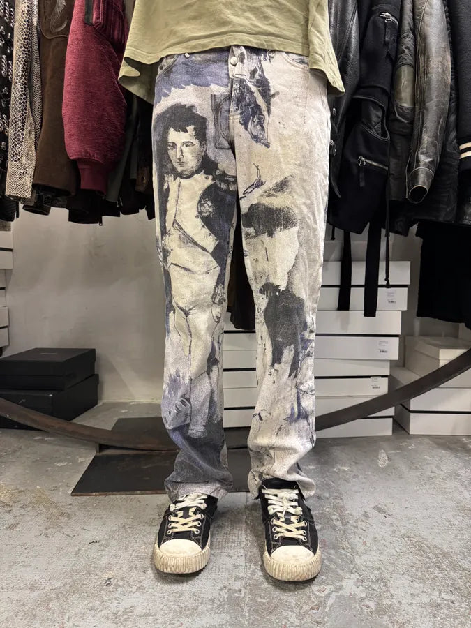 2000s Cavalli Napoleon White & Blue Pants dJJRyem 1
