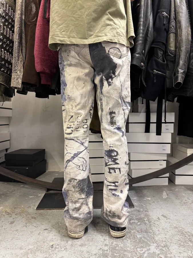 2000s Cavalli Napoleon White & Blue Pants dJJRyem 3