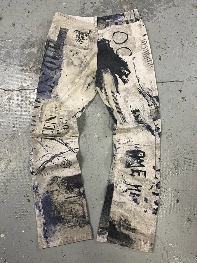 2000s Cavalli Napoleon White & Blue Pants dJJRyem 6