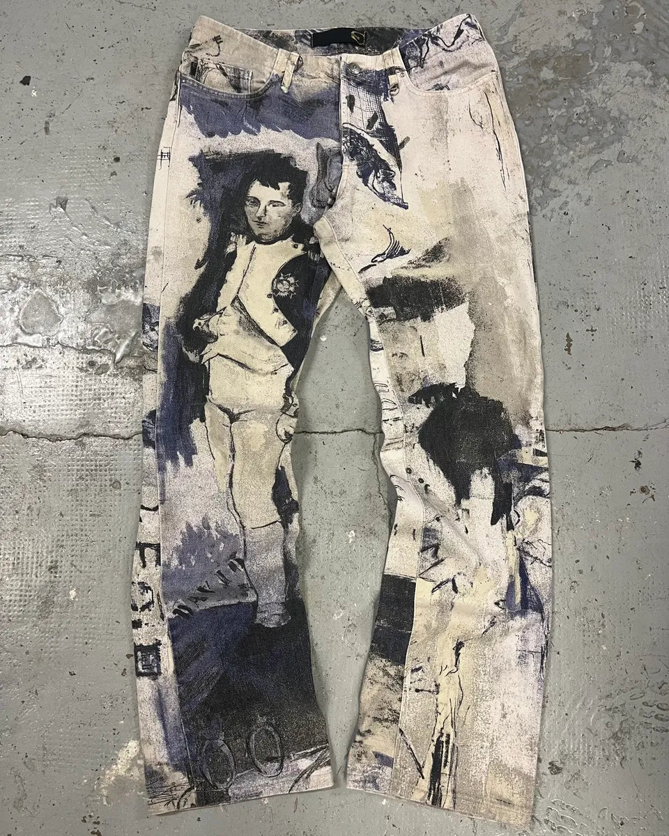 2000s Cavalli Napoleon White & Blue Pants dJJRyem 0