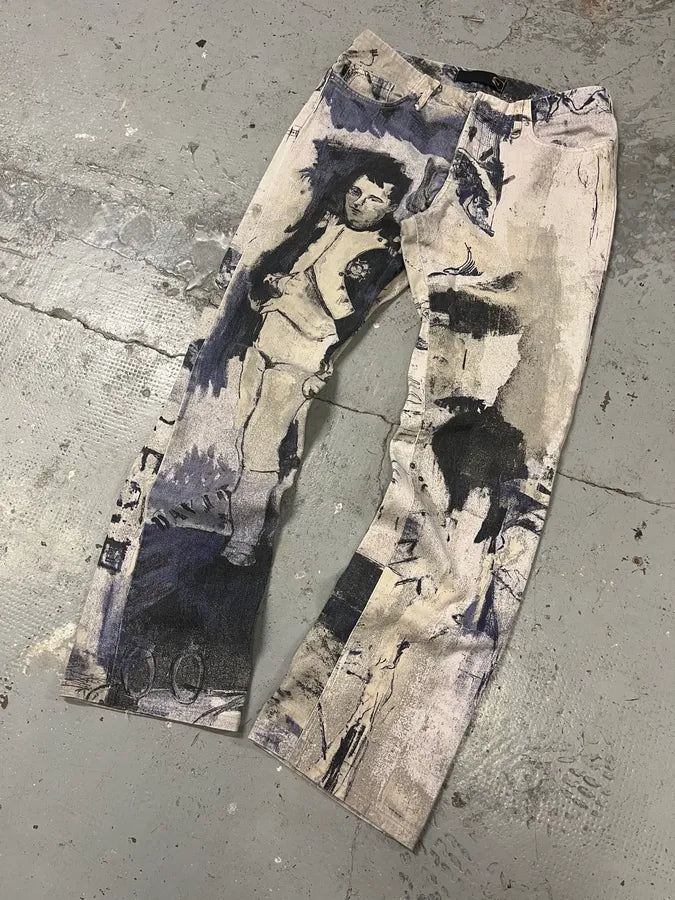 2000s Cavalli Napoleon White & Blue Pants dJJRyem 4