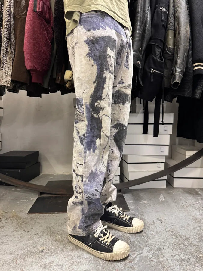 2000s Cavalli Napoleon White & Blue Pants dJJRyem 2