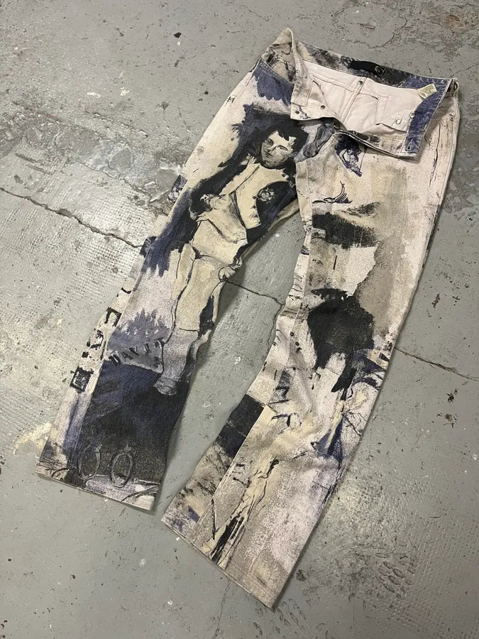 2000s Cavalli Napoleon White & Blue Pants dJJRyem 5