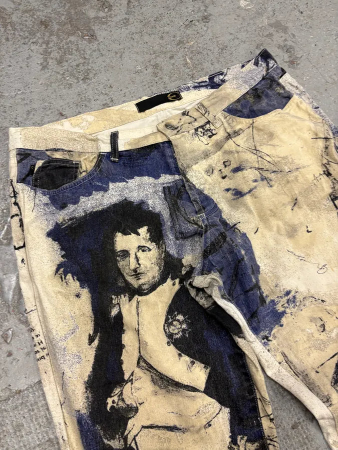 2000s Cavalli Napoleon White & Navy Pants XOGSYfx 5