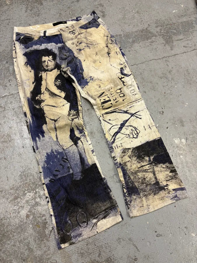 2000s Cavalli Napoleon White & Navy Pants XOGSYfx 4