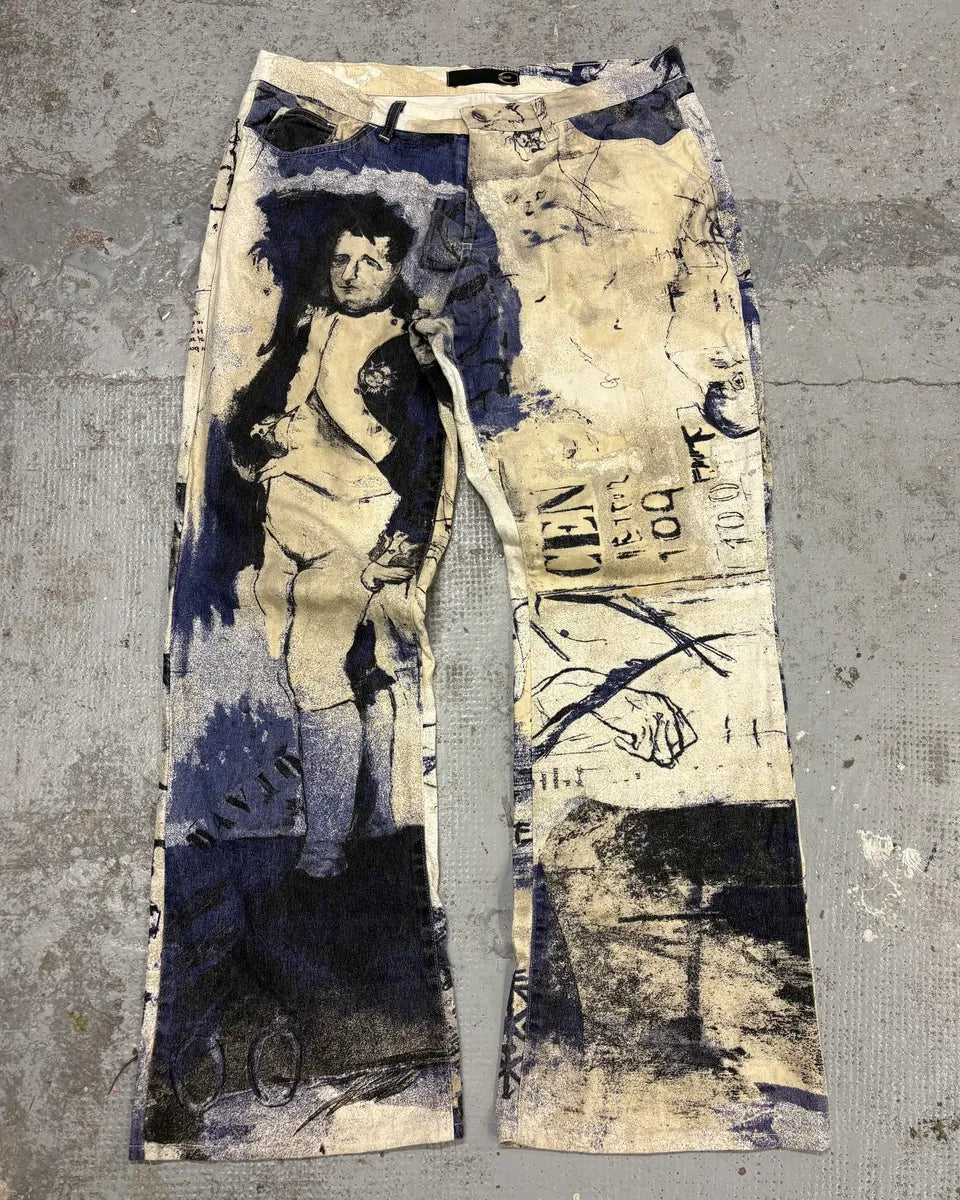 2000s Cavalli Napoleon White & Navy Pants XOGSYfx 0