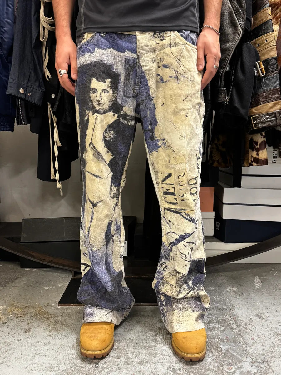 2000s Cavalli Napoleon White & Navy Pants XOGSYfx 1