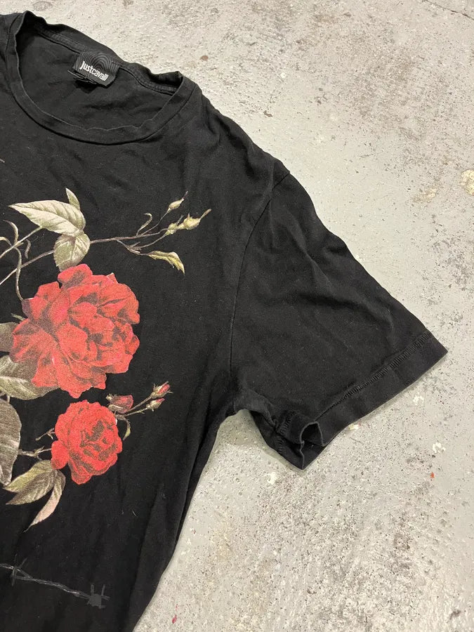 2000s Cavalli Nature Morte Black Rose Bird T-Shirt AnoUCpU 5