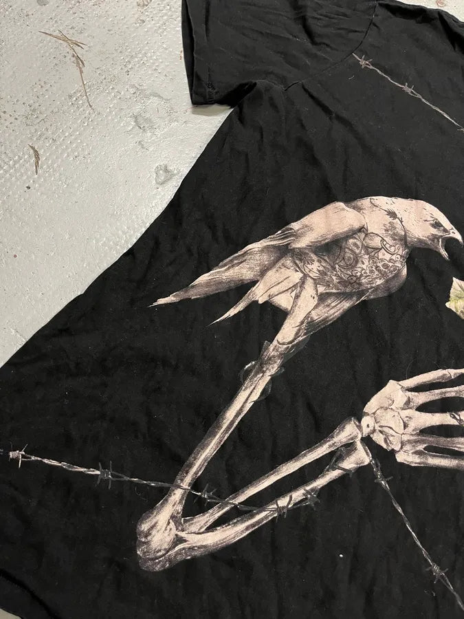 2000s Cavalli Nature Morte Black Rose Bird T-Shirt AnoUCpU 6