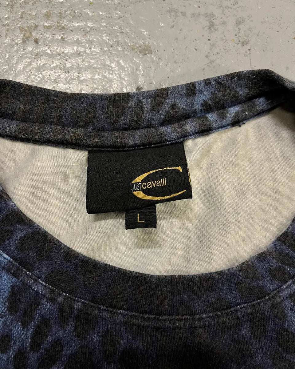 2000s Cavalli Navy & Black Leopard T-Shirt taijlze 8